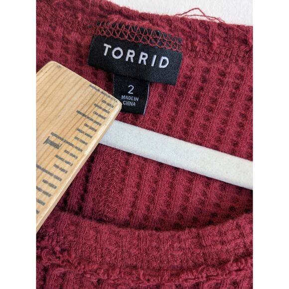 Torrid Women's Top Long Sleeve Thermal Waffle Knit Top Size 2 - Picture 2 of 9